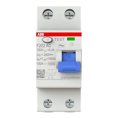 2CSF202005R3900 - Residual Current Circuit Breaker F200 - 2P - 300 mA - 100 A - Type AC - ABB