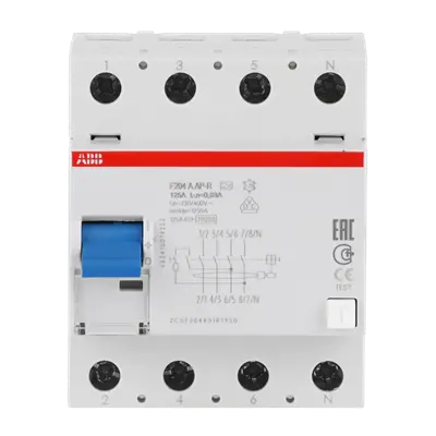 2CSF204401R1950 - Residual Current Circuit Breaker F200 - 4P - 30 mA - 125 A - Type A APR - 10ms Delay - ABB