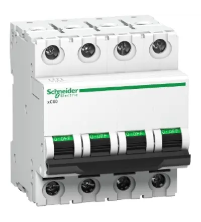 A9N4P25CIN - Miniature circuit breaker (MCB), Acti9 xC60, 4P, 25A, C curve, 15kA (IS/IEC60947-2) - Schneider Electric