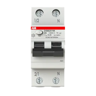 2CSR275075R3064 - Residual Current Circuit Breaker with Overcurrent Protection DSB201 M - 1P+N - 300 mA - 6 A - C - Type AC - ABB