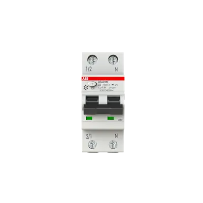 2CSR275480R3064 - RCCB with Overcurrent Protection DS201 M - 1P+N - 300 mA - 6 A - C - Type A APR - 10ms Delay - ABB
