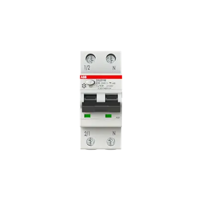 2CSR275480R3104 - RCCB with Overcurrent Protection DS201 M - 1P+N - 300 mA - 10 A - C - Type A APR - 10ms Delay - ABB