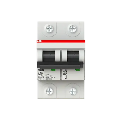 2TAZ190200R0824 - SH802-C100 Miniature Circuit Breaker C-Char.,10kA,100A,2P - ABB