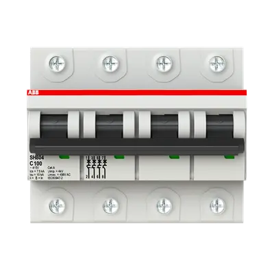 2TAZ190400R0824 - SH804-C100 Miniature Circuit Breaker C-Char.,10kA,100A,4P - ABB