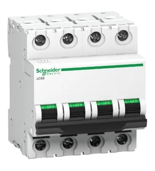 A9N4P25DGN - Miniature circuit breaker (MCB), Acti9 xC60, 4P, 25A, D curve, 10000A (IS/IEC60898-1) - Schneider Electric